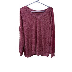 Torrid Super Soft Burgundy Lace Sleeve Plush Knit Pullover Sweater Size 1